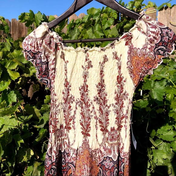 Kindred offshoulder Maxi shirred bodice dress boho - Picture 4 of 10